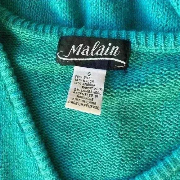 Vintage 80s Angora Wool Silk Sweater S Oversized Rhinestone - Picture 3 of 4